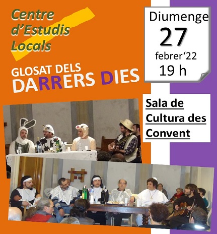 GLOSAT DE DARRERS DIES. DIUMENGE 27 DE FEBRER DE 2022. 19H. SALA DE CULTURA DES CONVENT.