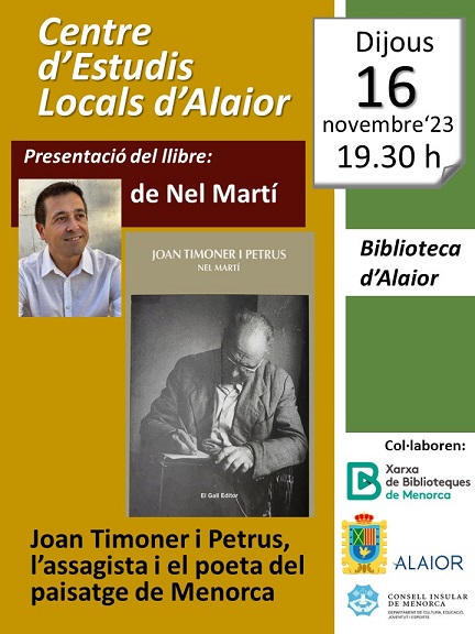 PRESENTACIÓ DEL LLIBRE DE NEL MARTÍ, SOBRE JOAN TIMONER I PETRUS